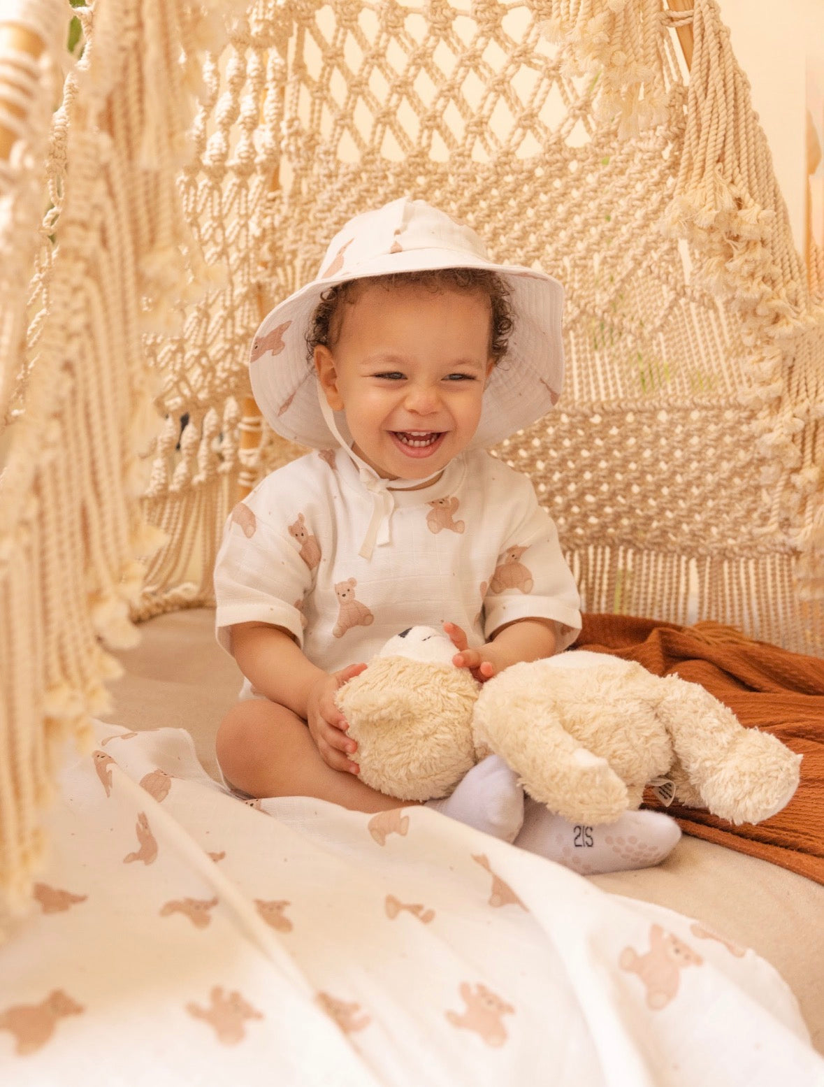 Muslin Receiving Blanket - Teddy Bear