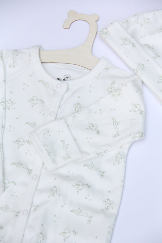 SnapGown Romper & Beanie Set - Lovey stork