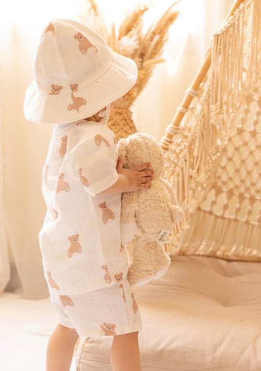 Teddy Top, Short & Sunhat Set