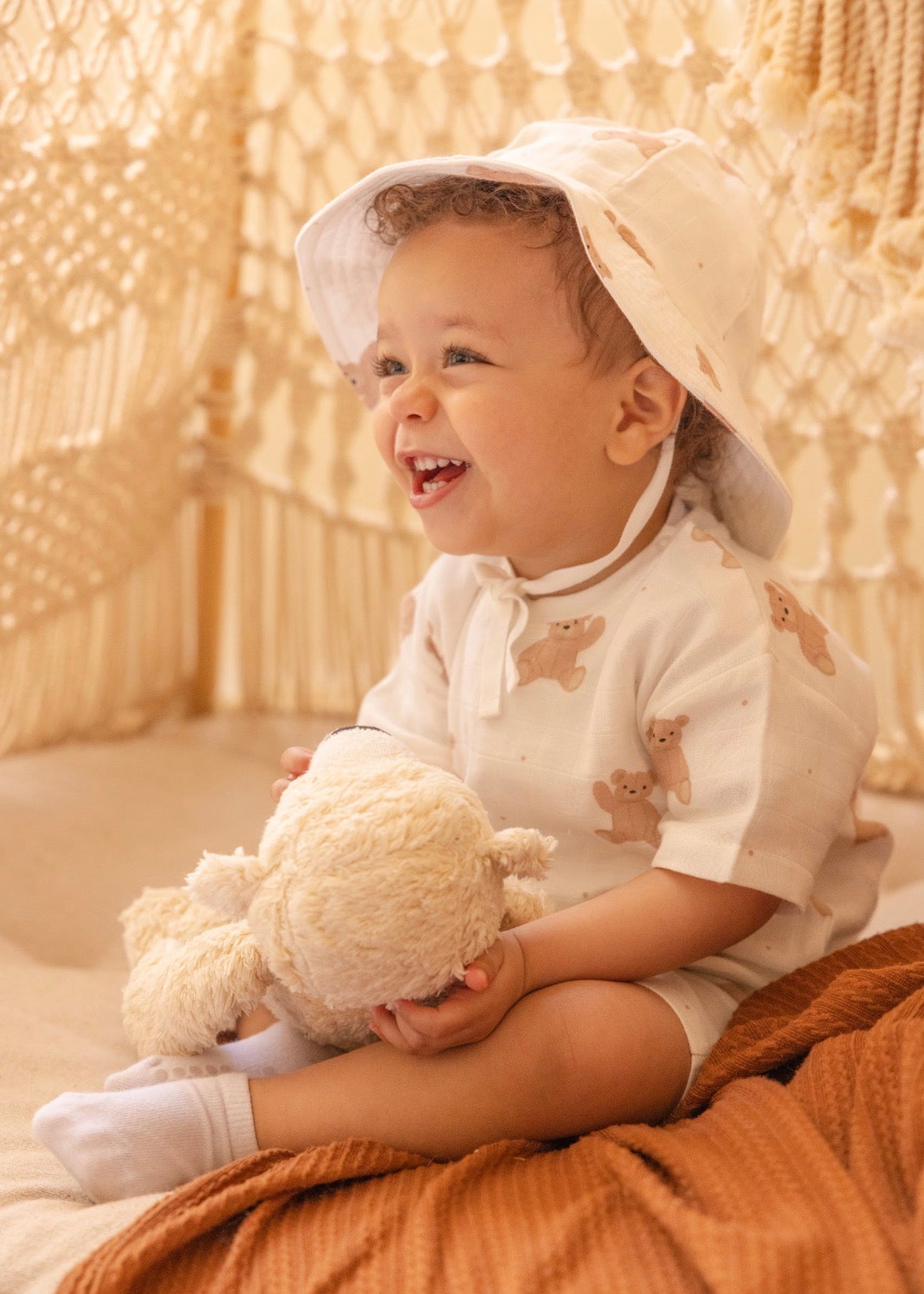 Muslin Sunhat - Teddy Bear