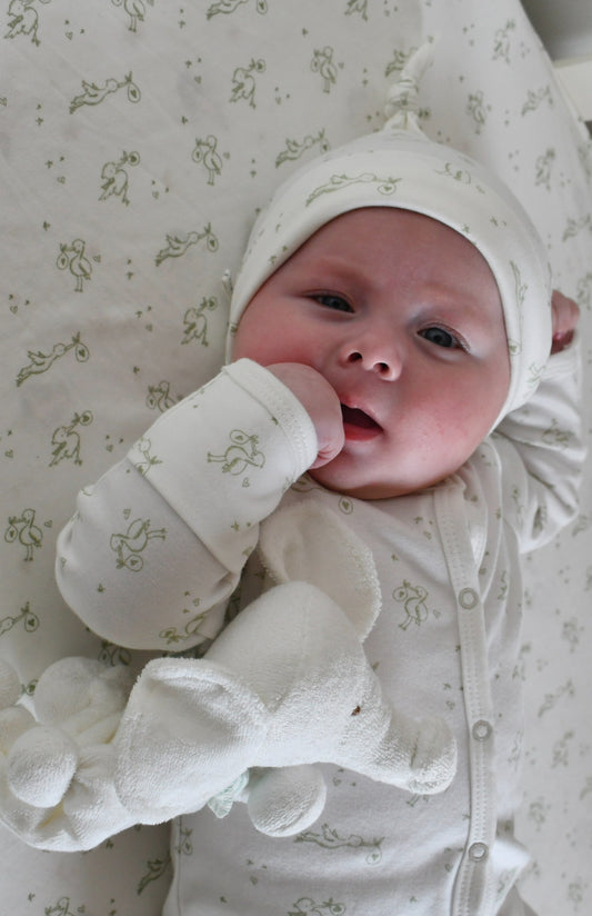 SnapGown Romper & Beanie Set - Lovey stork