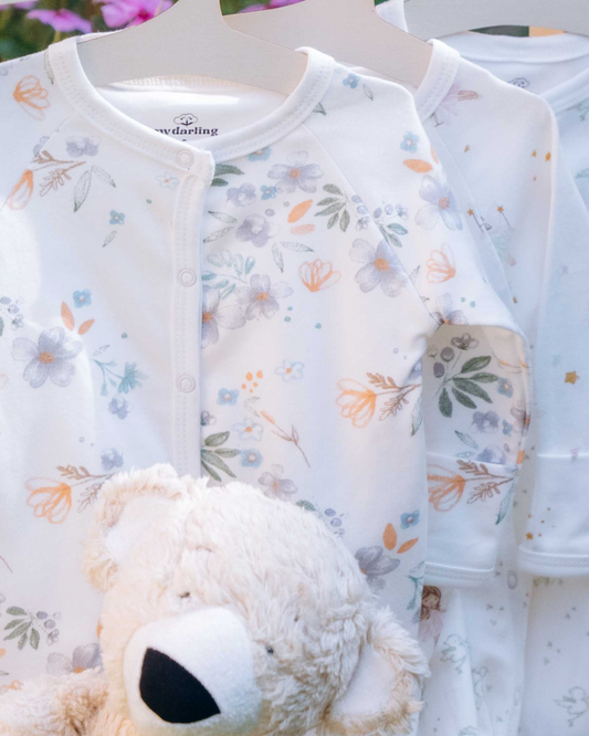 SnapGown Romper & Beanie Set - Modern Daisy