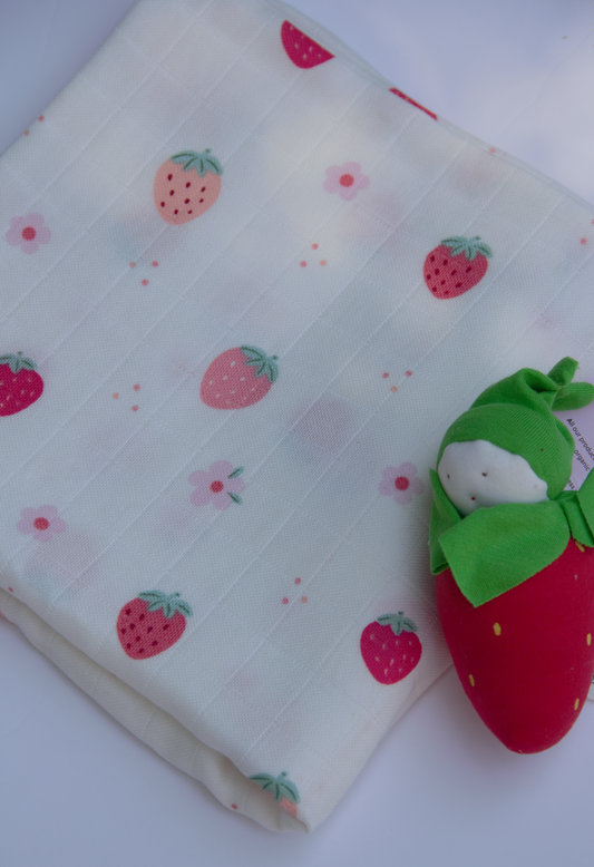 Muslin Receiving Blanket - Berry Bloom